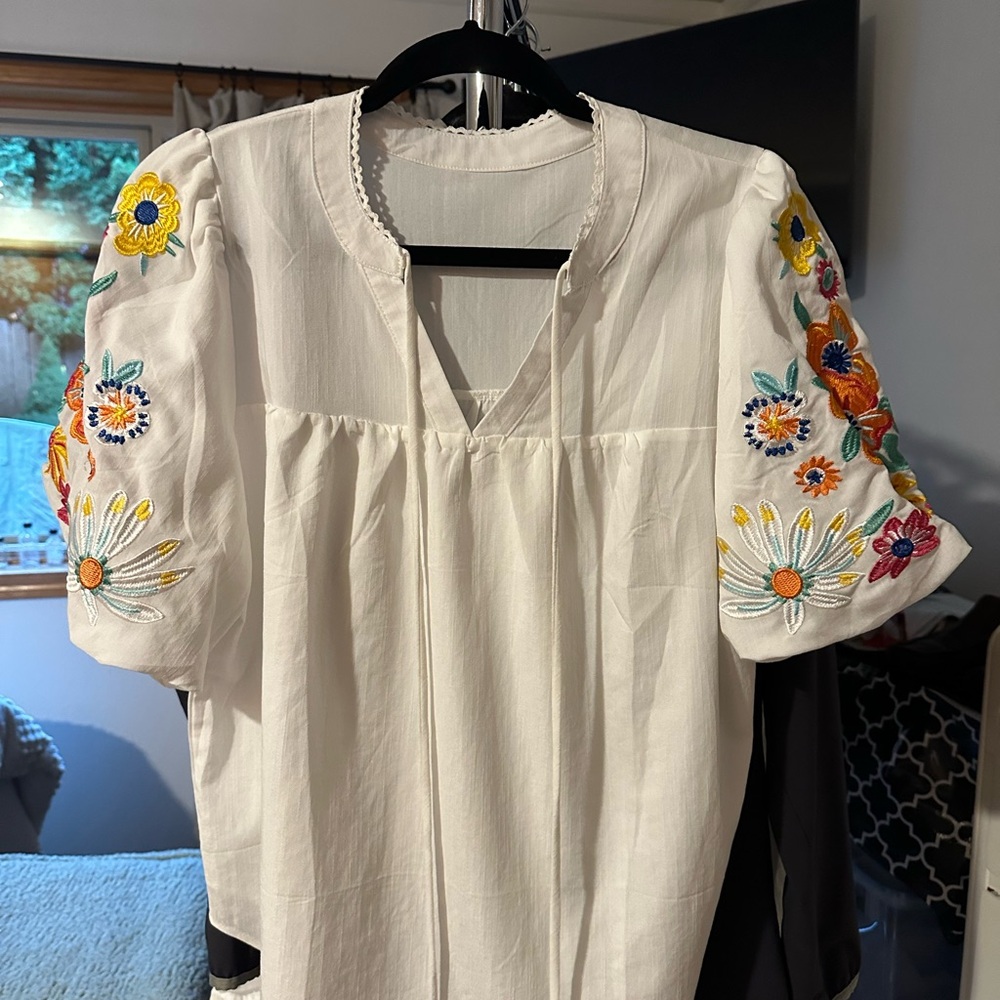 Embroidered White Blouse